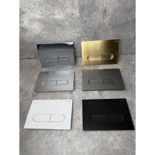 Панель змиву Koer KT-0608-12 240x160x10mm пластикова, кнопка закруглена (колір матове золото) (KR6126) KR6126 фото