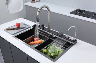Кухонна мийка багатофункціональна Zerix ZH7546-SET-05 Decor Graphite з вбудованим змішувачем з нерж. сталі (ZM5592) ZM5592 фото