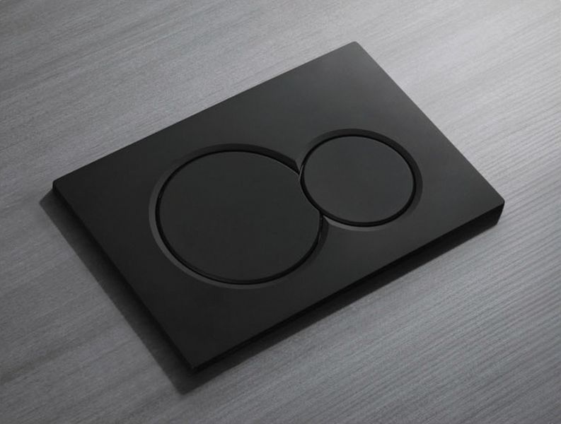 Панель змиву Koer KT-0601-05 240x160x10mm пластикова, кнопка кругла (колір чорний матовий) (KR5176) KR5176 фото
