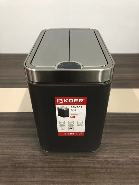 Відро для сміття сенсорне прямокутне 12 л (колір графіт) (KR5583) KR5583 фото