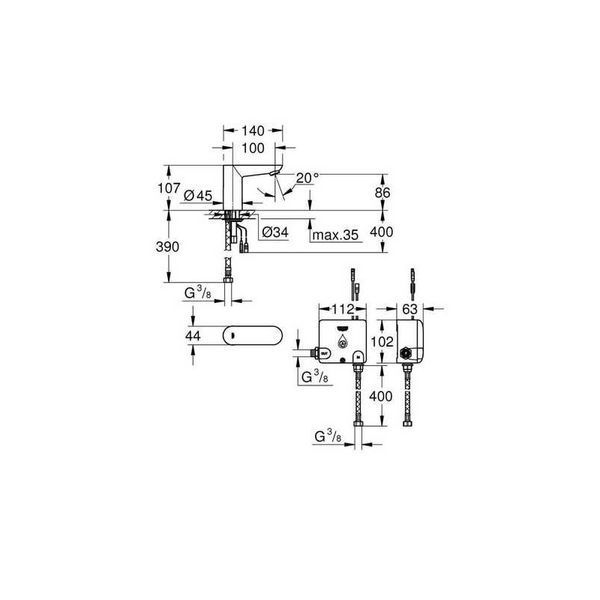 Монокран на одну воду сенсорний, 6V Grohe Euroeco Cosmopolitan E (36384000) 36384000 фото