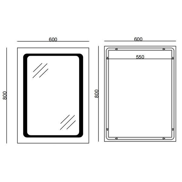 Дзеркало Mixxus TWEE MR09-80x60-Reverse з LED Touch, Anti-fog, димером, регулятором яскравості (MI6660) MI6660 фото