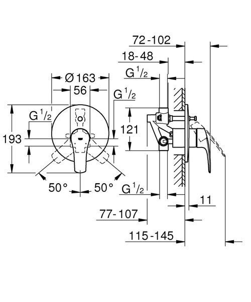 Змішувач прихованого монтажу на 2 споживача Grohe Eurosmart New (33305003) 33305003 фото