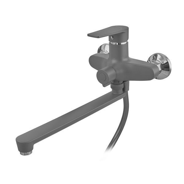Змішувач для ванни Plamix Oscar-006 Euro SET Graphite (з шлангом, лійкою та к... PM6098 фото