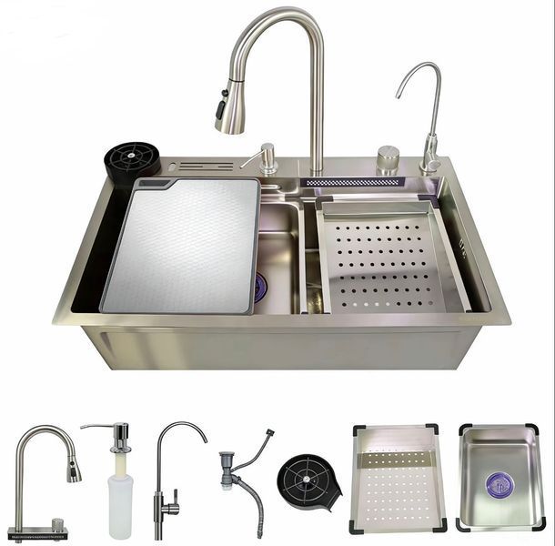 Кухонна мийка багатофункціональна Zerix ZH7546-SET-06 Decor SS Color з вбудованим змішувачем з нерж.cталі (ZM5596) ZM5596 фото