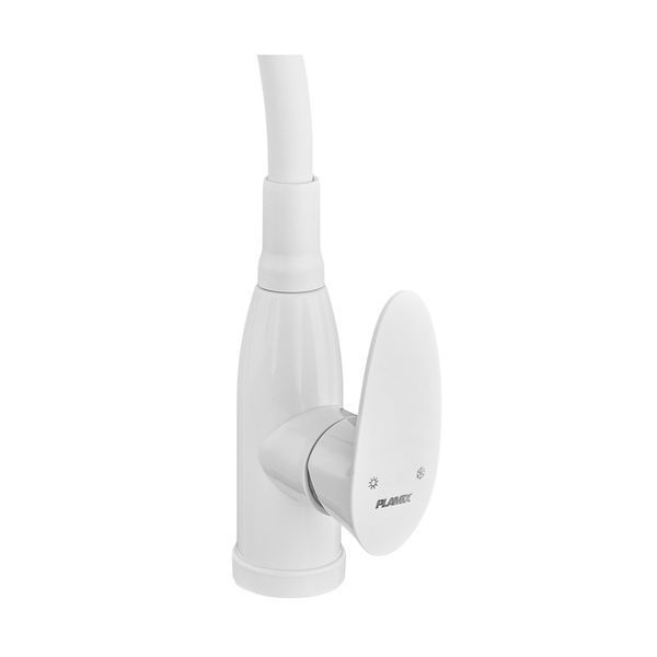 Змішувач для кухні PLAMIX CEZAR-011-B SET WHITE REFL.WHITE з силіконовим вили... PM0718 фото