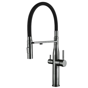 Кухонний змішувач на дві води Mixxus VTM-021 graphite Refl.Black (нерж. сталь... MI6088 фото