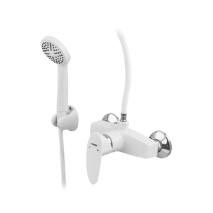 Змішувач для душової кабіни Plamix Cezar-003 SET White (з шлангом, лійкою та ... PM0665 фото