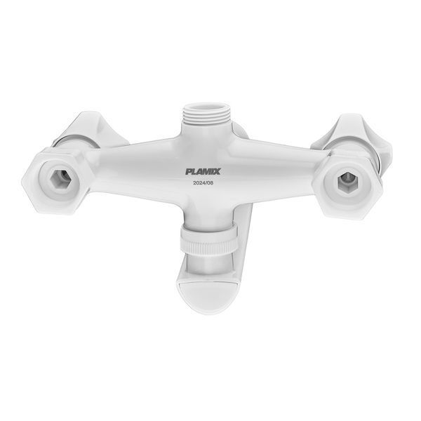 Змішувач для ванни PLAMIX OMEGA-140 EURO SET WHITE (со шлангом, лейкой и крон... MX9579 фото