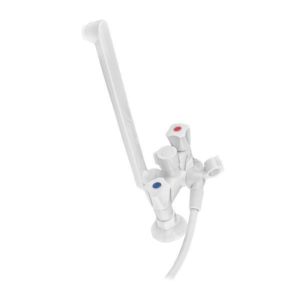 Змішувач для ванни PLAMIX OMEGA-140 EURO SET WHITE (со шлангом, лейкой и крон... MX9579 фото