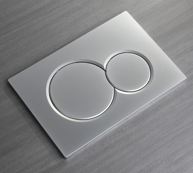 Панель змиву Koer KT-0601-14 240x160x10mm пластикова, кнопка кругла (колір сатин) (KR5177) KR5177 фото