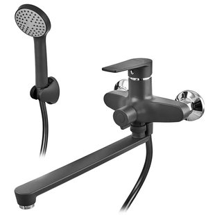 Змішувач для ванни PLAMIX OSCAR-006 EURO SET BLACK (зі шлангом, лійкою та кро... MX1896 фото