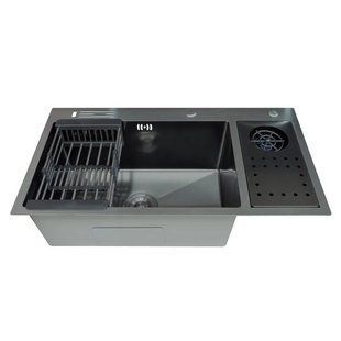 Мийка Zerix ZH8245-SET-08 Micro Decor Graphite з нержавіючої сталі (колір графіт) (ZM5594) ZM5594 фото