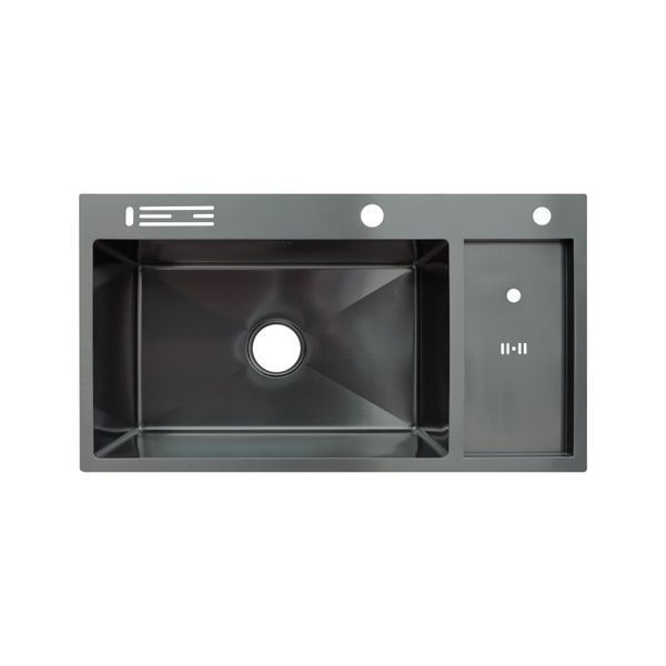 Мийка Zerix ZH8245-SET-08 Micro Decor Graphite з нержавіючої сталі (колір графіт) (ZM5594) ZM5594 фото