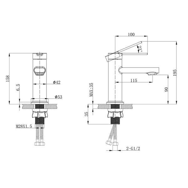 Змішувач для умивальника Mixxus Lord 001 Nut Graphite (Колір графіт) (MI7137) MI7137 фото