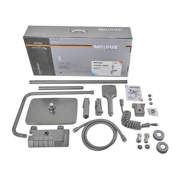 Душова система зі змішувачем Mixxus Premium NEPTUNE 009-J GRAPHITE з кнопкою п... MI6833 фото