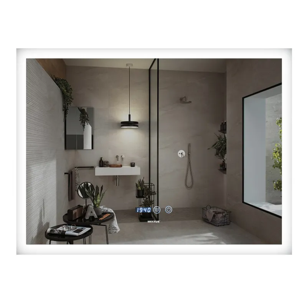 Дзеркало Mixxus FLAT MR04-100x60 з LED Touch, Anti-fog, димером, регулятором яскравості, годинником (MI6008) MI6008 фото