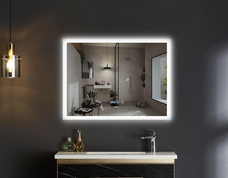 Дзеркало Mixxus FLAT MR04-100x60 з LED Touch, Anti-fog, димером, регулятором яскравості, годинником (MI6008) MI6008 фото