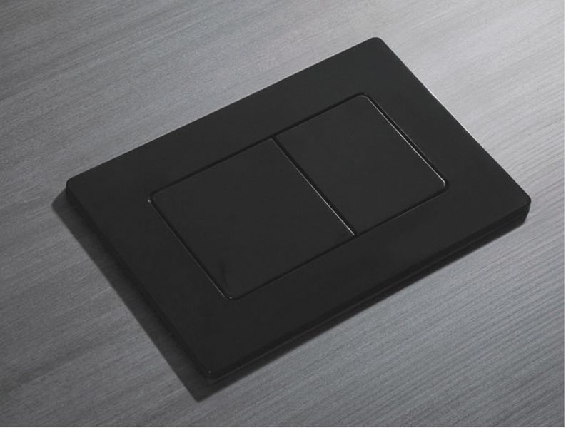 Панель змиву Koer KT-0602-16 240x160x10mm пластикова, кнопка квадратна (колір чорний глянцевий) (KR5182) KR5182 фото
