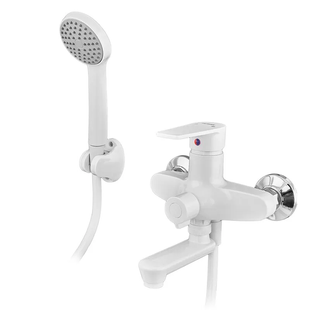 Змішувач для ванни PLAMIX OSCAR-008 EURO SET WHITE (зі шлангом, лійкою та кро... PM0698 фото