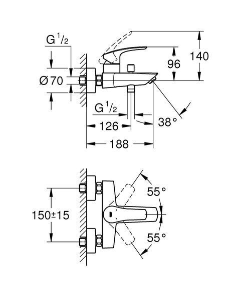 Змішувач для ванни Grohe Eurosmart (333002433) 333002433 фото