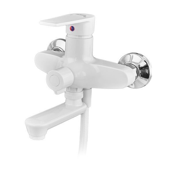Змішувач для ванни PLAMIX OSCAR-008 EURO SET WHITE (зі шлангом, лійкою та кро... PM0698 фото