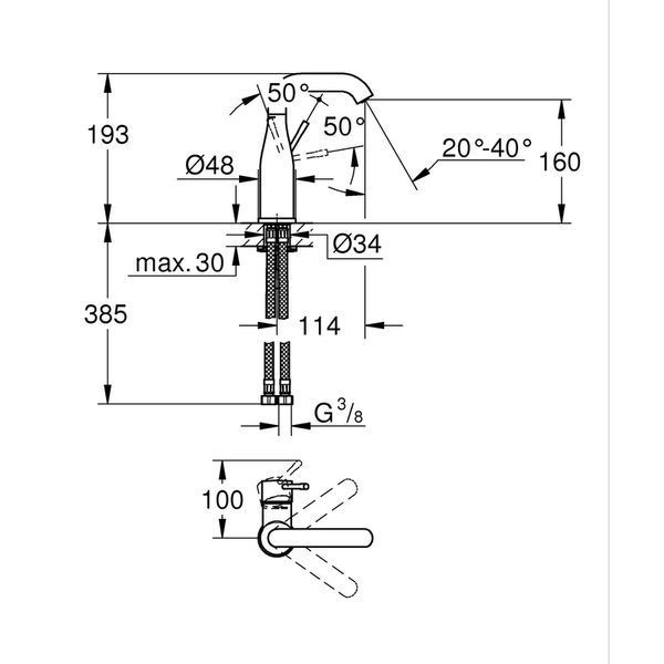 Змішувач одноважільний для раковини M-Size Grohe Essence (24176KF1) 24176KF1 фото