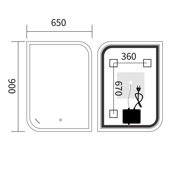 Дзеркало Mixxus Premium BEVEL MA02-90x65-Reverse з LED Touch, Anti-fog, димером (3-6,5kK) (MP6641) MP6641 фото