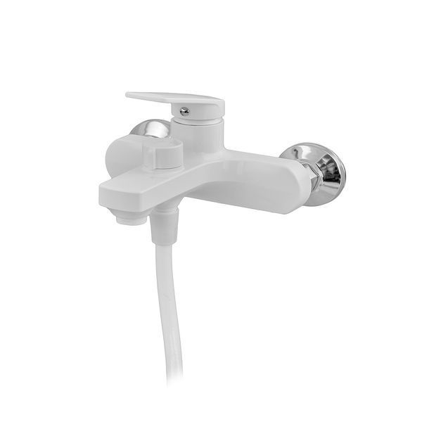 Змішувач для ванни Plamix Lucas-009 EURO SET White з шлангом, лійкою та кронш... PM0708 фото