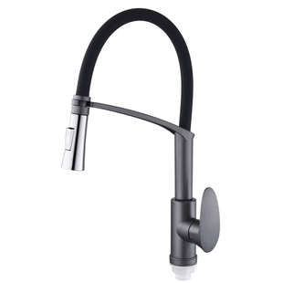 Змішувач для кухні Plamix Cezar-017 Set Graphite Refl.Black з силік.вилив (з ... PM0742 фото