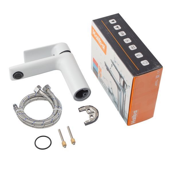 Змішувач для умивальника HAIBA ALEX 001 WHITE-CHROME (HB9562) HB9562 фото