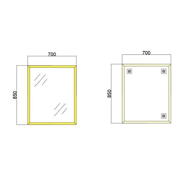 Дзеркало настінне Zerix FONTE MRZ09-70x85-Reverse GOLD прямокутне в золотій рамі (ZX5639) ZX5639 фото