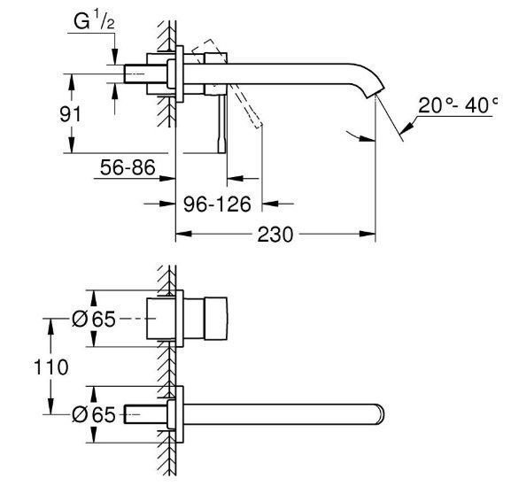 Змішувач для раковини на 2 отвори L-Size Grohe Essence (29193KF1) 29193KF1 фото