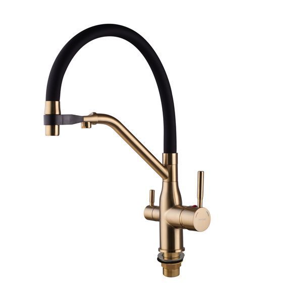 Змішувач для кухні MixxusPremium Gravity 021 BRUSHED GOLD REFL.BLACK (MI6981) MI6981 фото