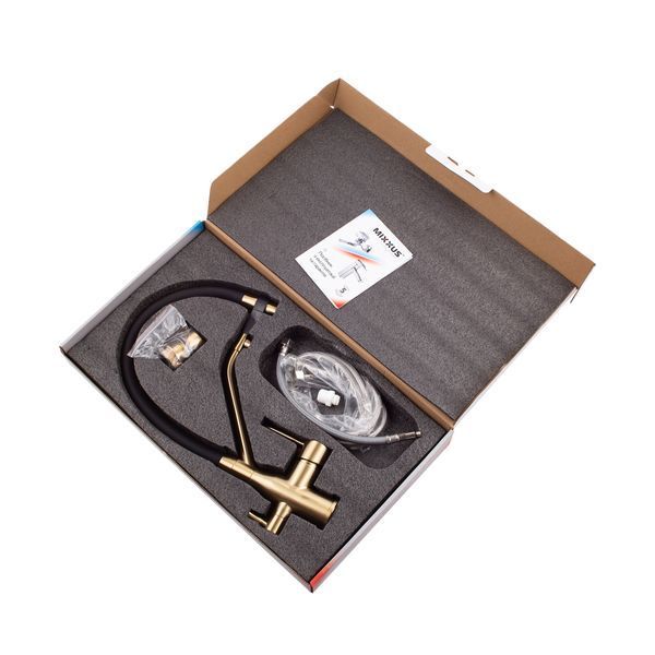 Змішувач для кухні MixxusPremium Gravity 021 BRUSHED GOLD REFL.BLACK (MI6981) MI6981 фото