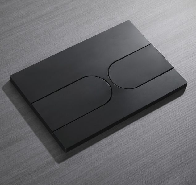 Панель змиву Koer KT-0604-05 240x160x10mm пластикова, кнопка закруглена (колір чорний матовий) (KR5324) KR5324 фото