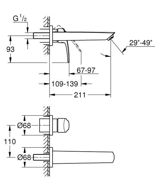 Змішувач для раковини Grohe Eurosmart на 2 отвори M-Size (293382433) 293382433 фото