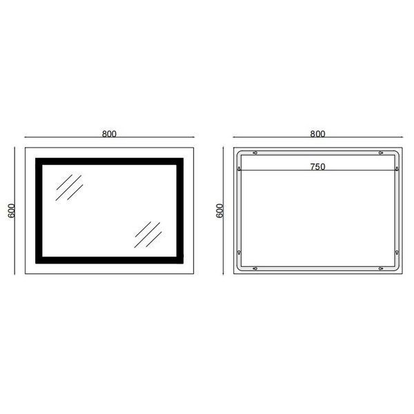 Дзеркало Mixxus TALL MR08-80x60-Reverse з LED Touch, Anti-fog, димером, регулятором яскравості (MI6659) MI6659 фото