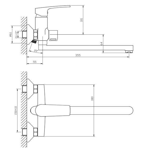 Змішувач для ванни Haiba Troya 006 Euro (HB9660) HB9660 фото