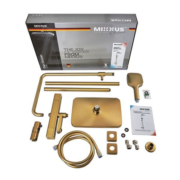 Душова система Mixxus Premium VIRGO 009-J BRUSHED GOLD з термостатичним змішув... MI6649 фото