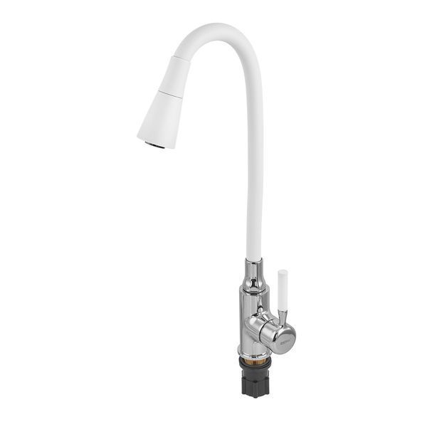 Змішувач для кухні Zerix Atrium-011-T Refl.WHITE (Колір хром+силік.вилив біли... ZX4719 фото