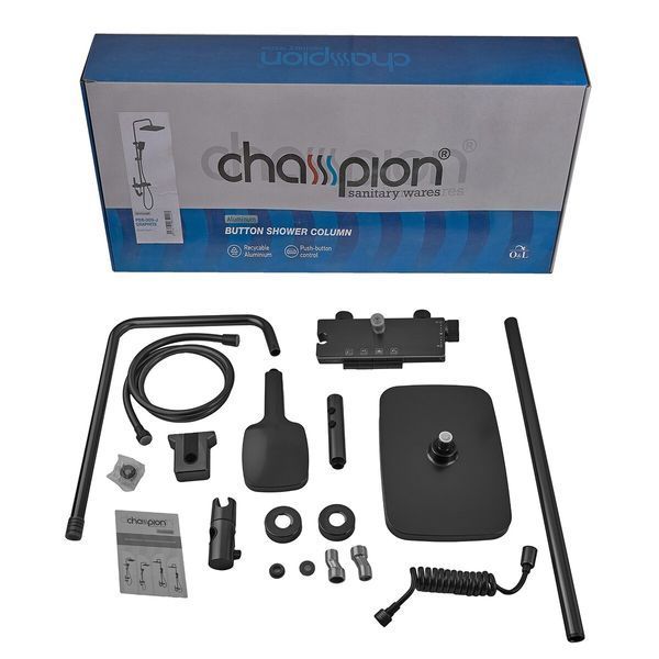 Душова колона Champion PBL-009-J Black зі змішувачем з кнопковим перемикачем,... CH6499 фото
