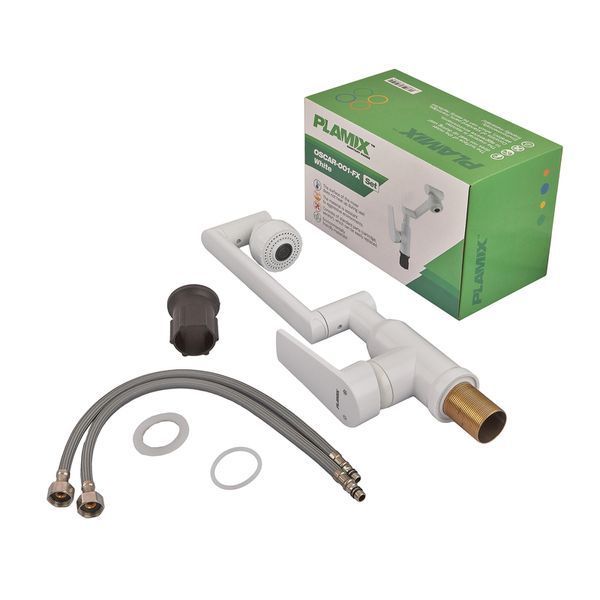 Змішувач для умивальника з регульованим виливом Plamix Oscar-001-FX SET White... PM6105 фото