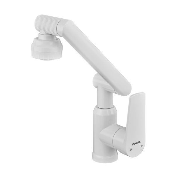 Змішувач для умивальника з регульованим виливом Plamix Oscar-001-FX SET White... PM6105 фото