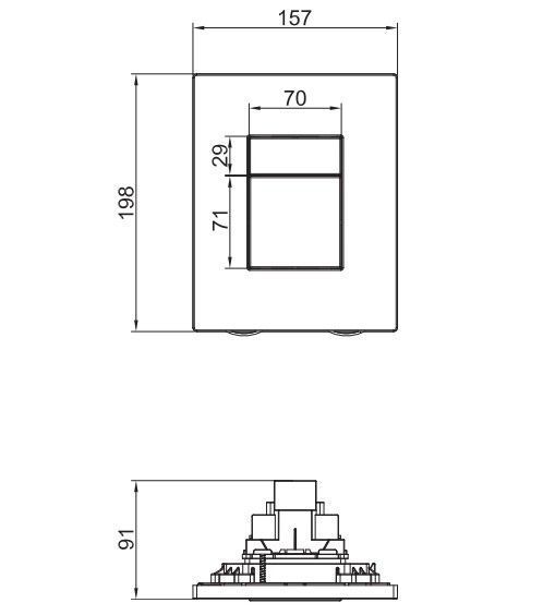 Панель змиву Koer KT-0607-03 157x198x10mm пластикова, кнопка квадратна (колір білий) (KR5714) KR5714 фото