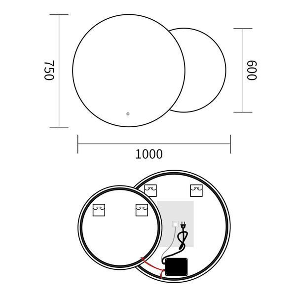 Дзеркало Mixxus Premium TOPPER MC01-100x75 з LED Touch, Anti-fog, димером (3-6,5kK) (MP6631) MP6631 фото