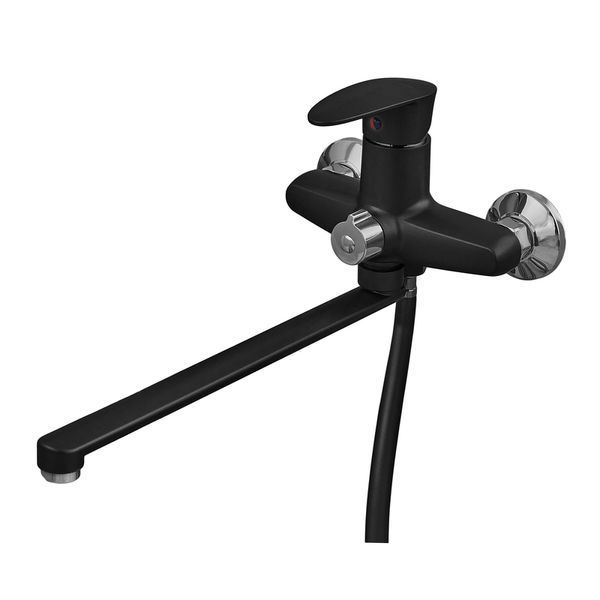 Змішувач для ванни Plamix CEZAR-006 EURO SET Matte black, зі шлангом, лійкою ... PM0690 фото
