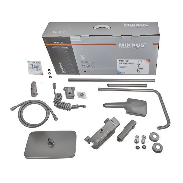 Душова система зі змішувачем Mixxus Premium MARLIN 009-J GRAPHITE з кнопкою пе... MI6831 фото