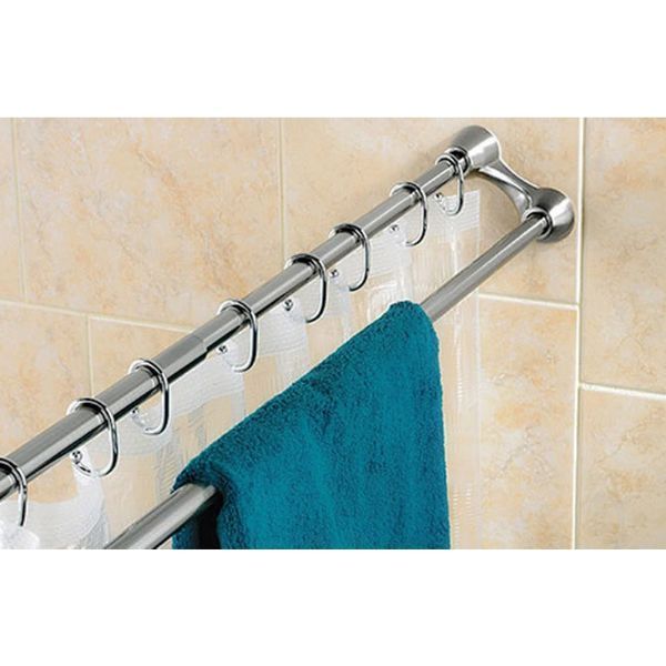 Штанга для шторки телескопічна з тримачем для рушників 75cm-125cm (нержавіюча сталь) (ZX6098) ZX6098 фото