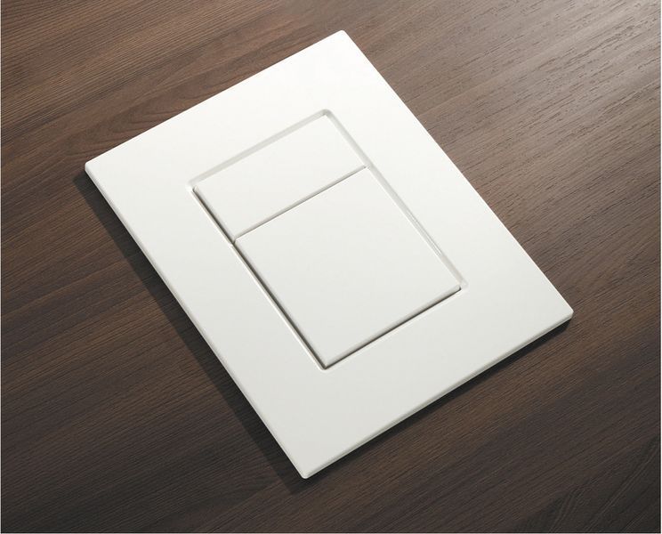 Панель змиву Koer KT-0607-03 157x198x10mm пластикова, кнопка квадратна (колір білий) (KR5714) KR5714 фото